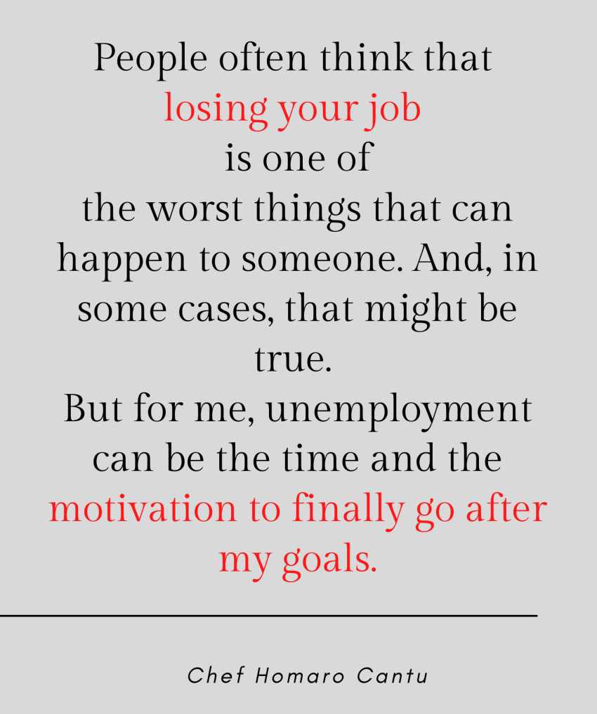 contains inspirational quote about job loss